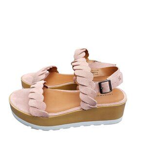 Lucky Brand LK-Vellenora 7M Blush Pink Platform Suede Braid Sandals
